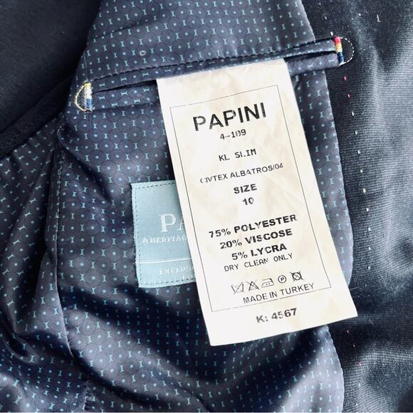 Papini boys navy blazer suit sport jacket 10 Slim NWT - Picture 4 of 12